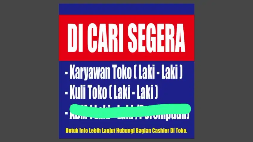 Lowongan kerja Toko Di BANJARBARU