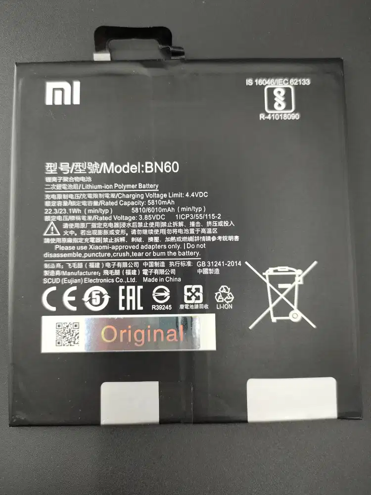 Baterai XIAOMI MIPAD 4 BN60 Baterai XIAOMI Mipad 4 PLUS BN80 ORIGINAL