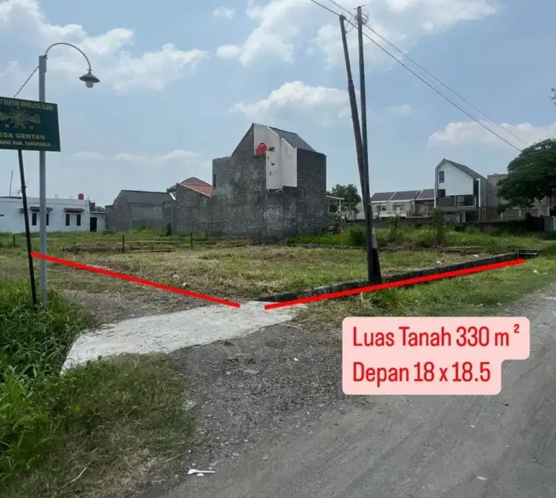 Tanah Ideal Strategis 330m² Siap Bangun Hook Gentan