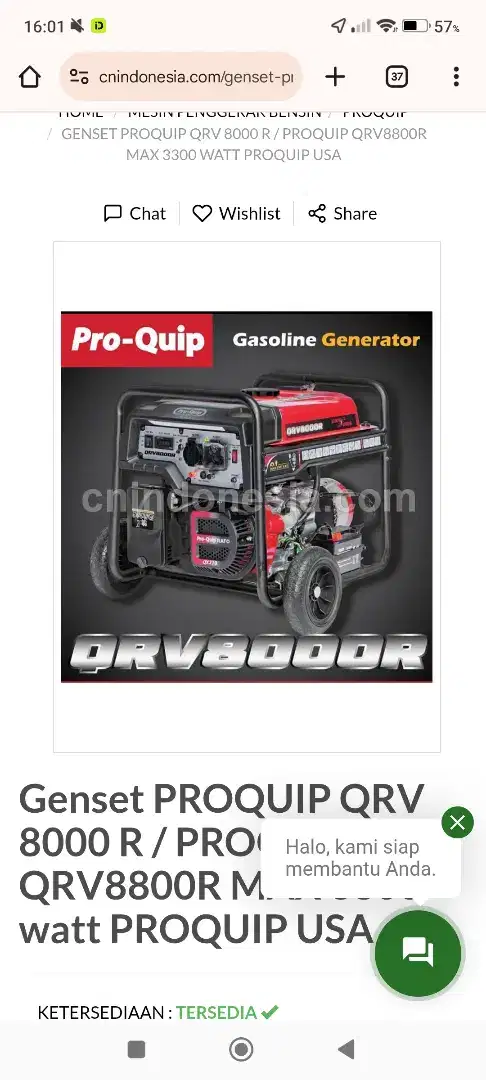 Genset  PRO QUIP RATO QXV800 (BENSIN)