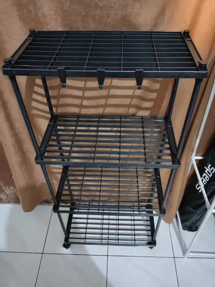 Rak Troli Serbaguna 4tingkat+roda Bhan Tebal&kokoh Hitam Uk.41x22x83cm