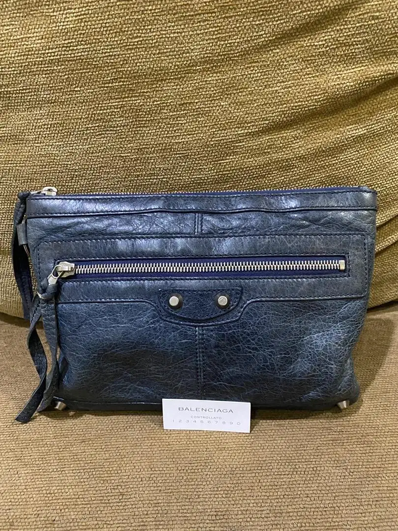 Clucth balenciaga navy leather original net price termurah