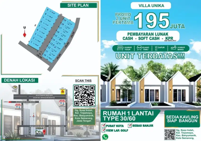 Jual murah kavling Jatingaleh 70, 100, 200m hanya 1,5jt/m²