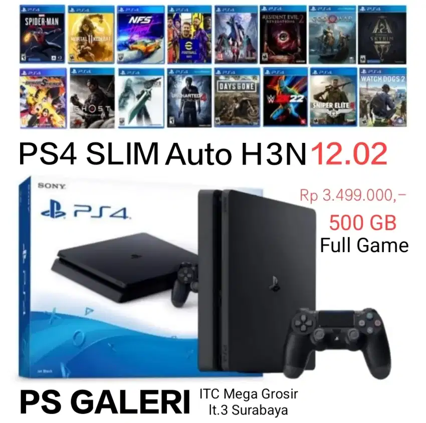 PS4 SLIM Auto H3N 12.02 500GB Full Game