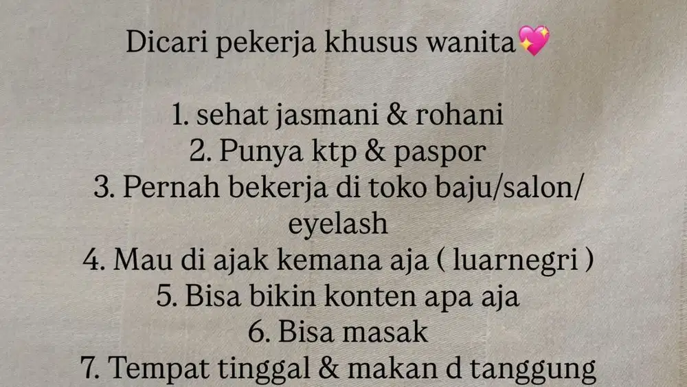 Di cari lowongan wanita