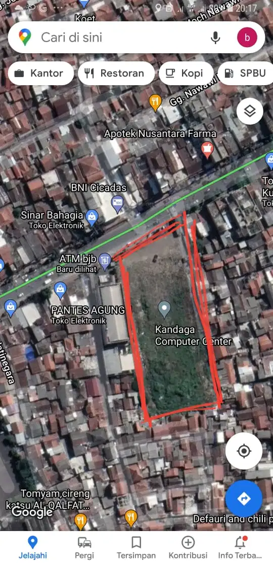 Di jual tanah murah di Bandung ex kandaga komputer. Jl A. Yani Bandung