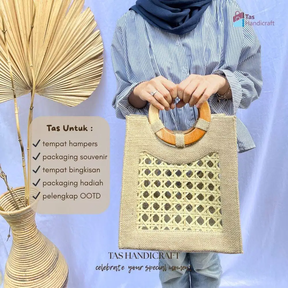 Tas Goni Bambu Handle Kayu Eksklusif | Tas Souvenir Model Terbaru