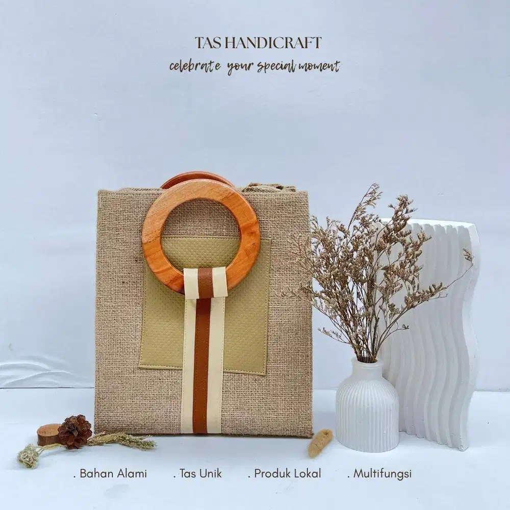 Tas Goni Kulit Sintetis Handle Kayu Unik | Tas Murah Terbaru Custom