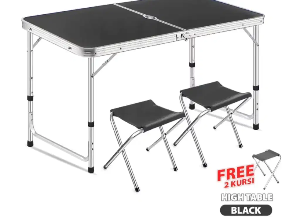 MEJA LIPAT PORTABLE LOBANG TENGAH 2 kursi