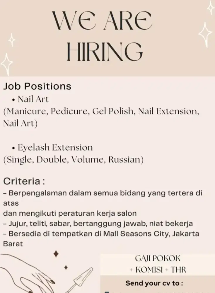 DIBUTUHKAN BEAUTICIAN NAIL ART EYELASH EXTENSION