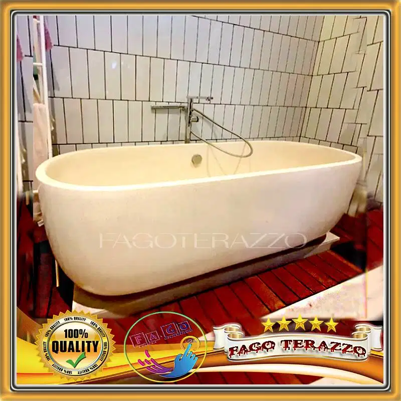 Bathtub Teraso Putih Premium Desain Modern FAGO TERAZZO