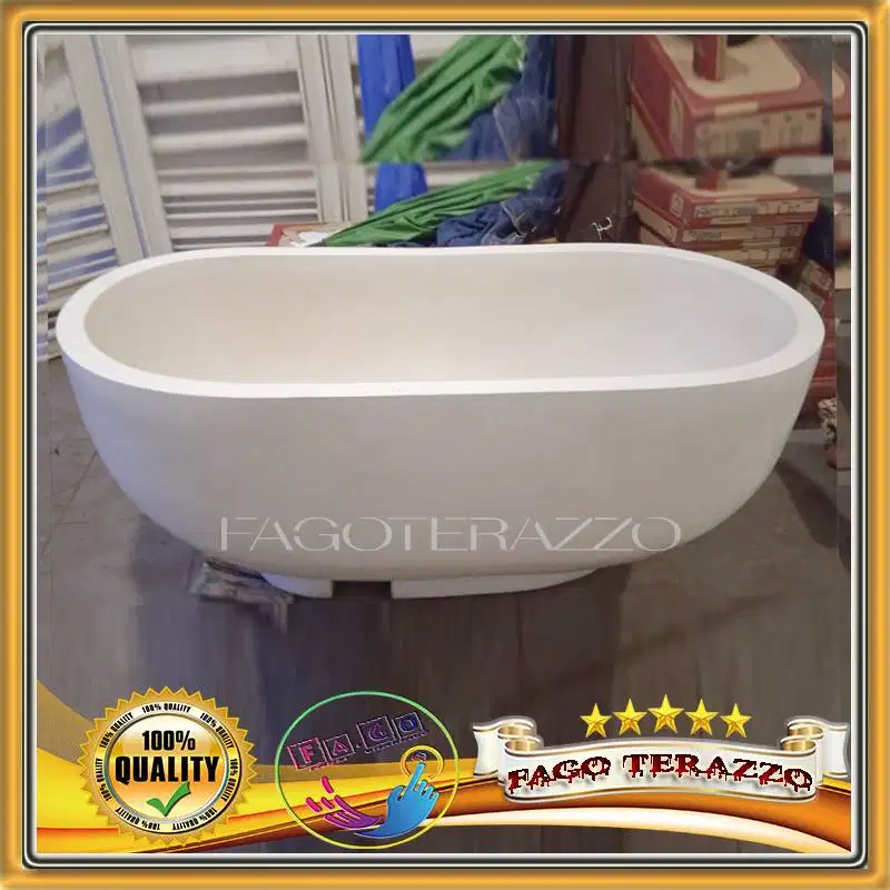 Bathtub Terrazzo Putih Desain Mewah dan Nyaman untuk Rumah
