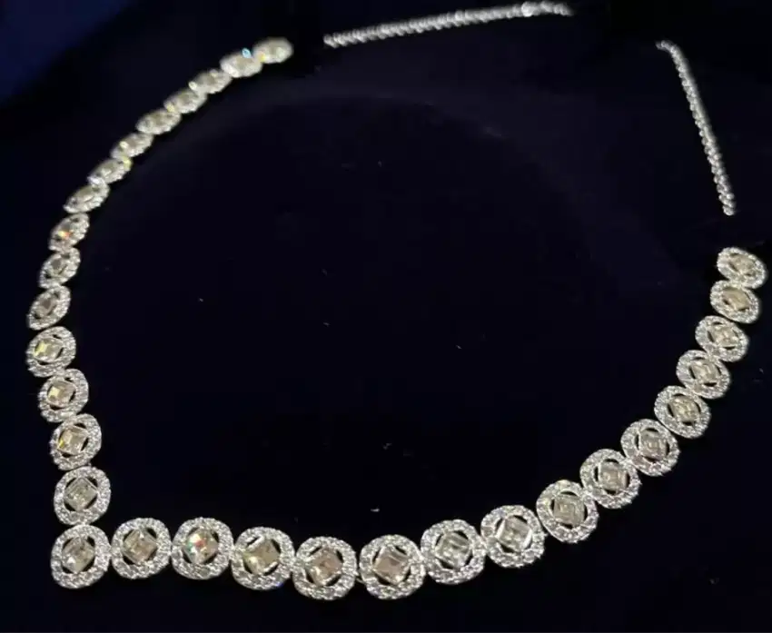 Kalung + anting putar Swarovski all round