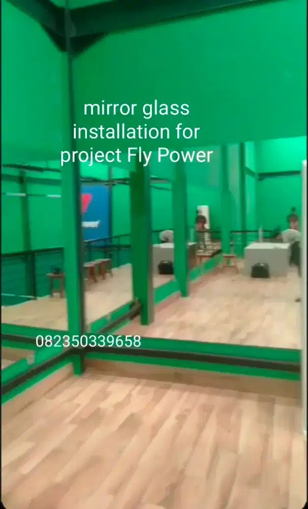 Spesialis pemasangan kaca cermin fitness, yoga, kantor