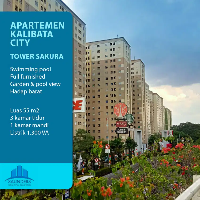 Apartemen Kalibata City Tower Sakura full furnished 3BR