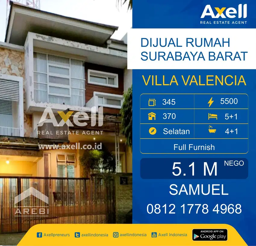Rumah Villa Valensia Pakuwon Indah Dijual