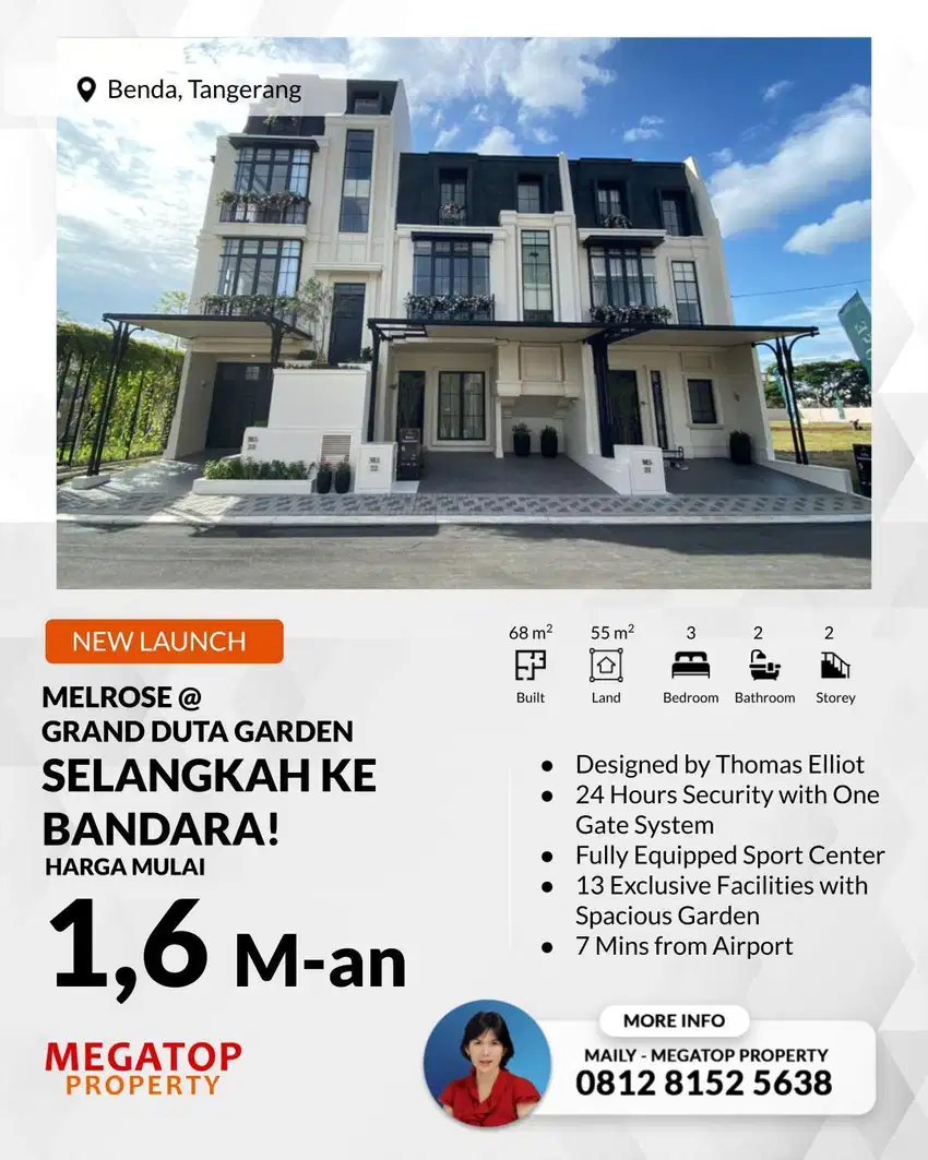 Rumah Dijual di Melrose Grand Duta Garden Selangkah ke Bandara