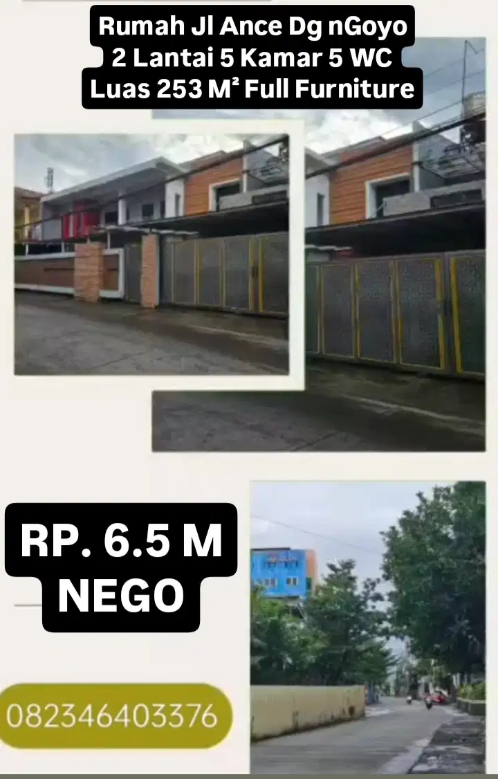 Rumah Jl Ance Dg nGoyo 2 Lantai 5 Kamar 5 WC Luas 253 M² Full Furnitur