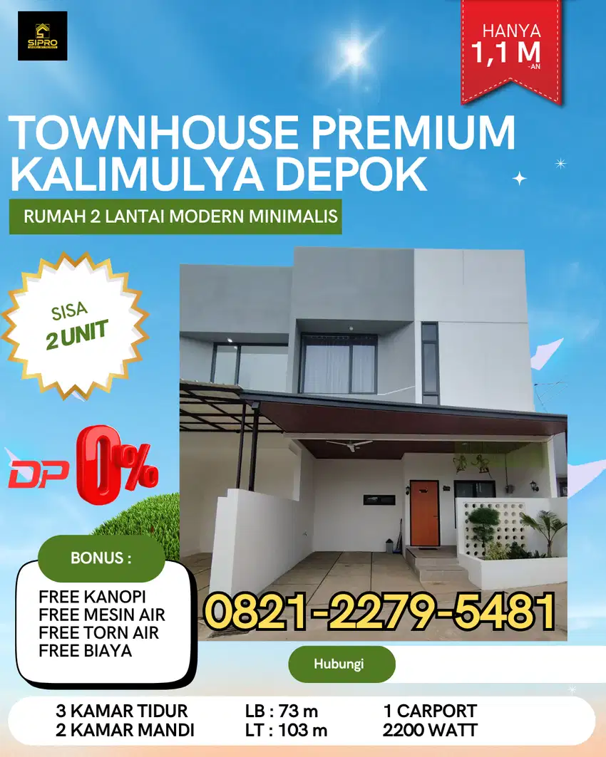 Rumah 2 Lantai Cantik dekat Jalan Raya Kalimulya Depok