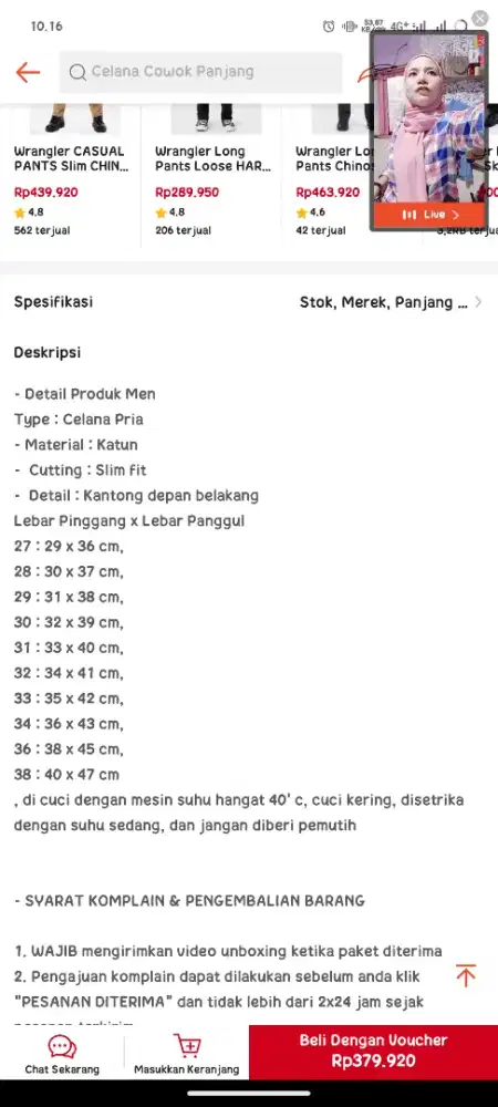 Celana wrangler hitam - slim fit