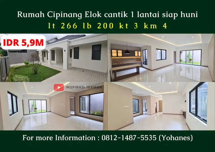 Rumah Cipinang Elok 266mtr cantik 1 lantai siap huni