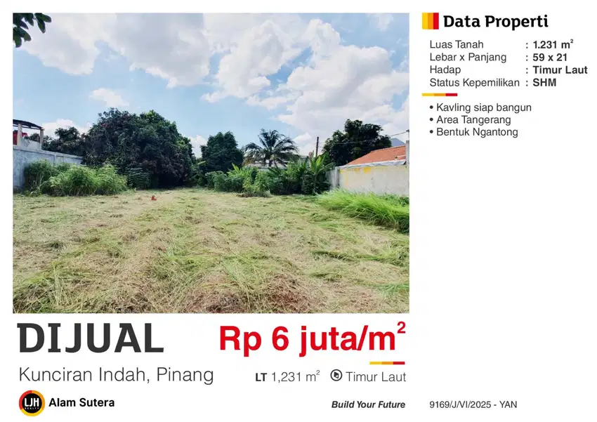 Dijual Kavling Siap Bangun SHM di Kunciran Indah Pinang Tangerang