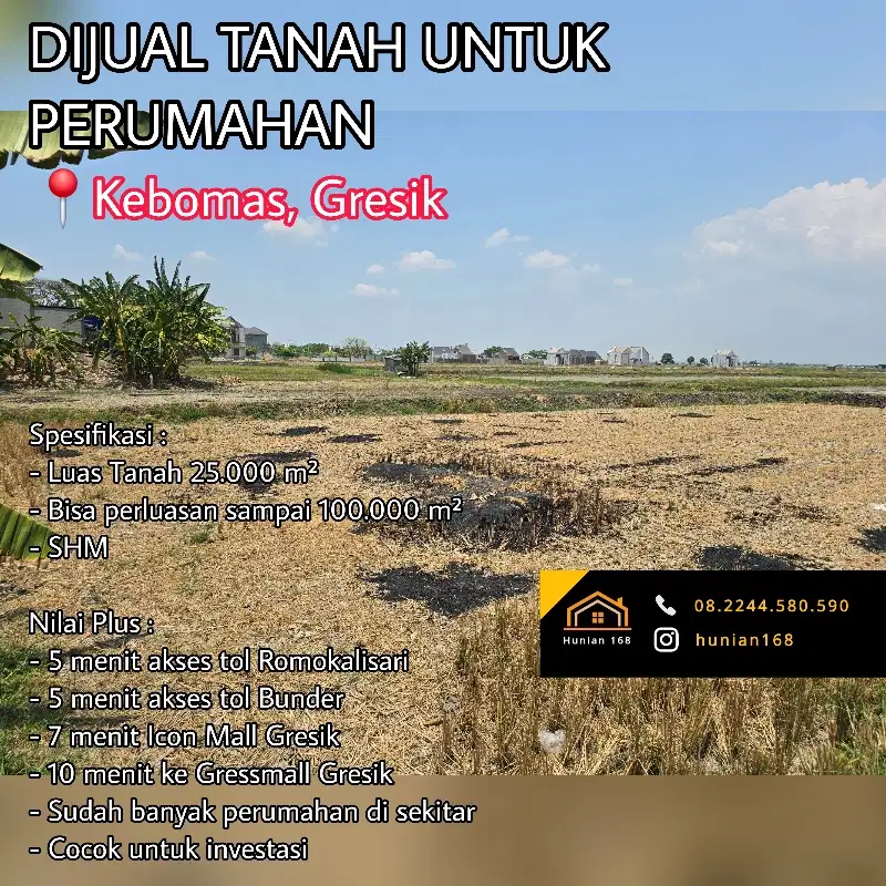 Tanah Kavling Perumahan Developer Kebomas Gresik Kota Baru Cerme