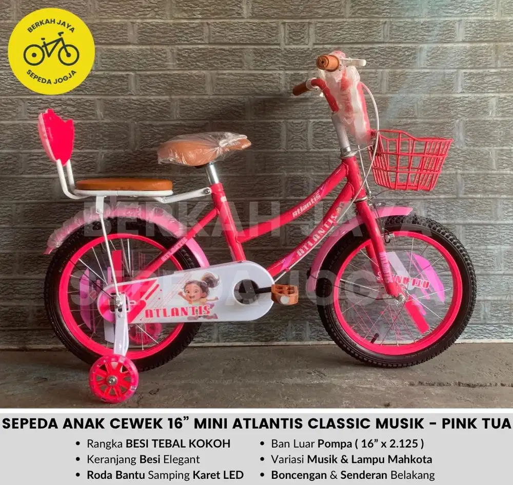 BARU Sepeda Keranjang Anak Cewek 12” inch Mini Atlantis Classic Musik
