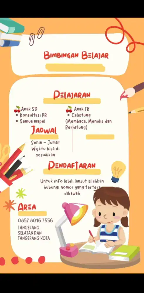 Les private SD dan TK datang kerumah