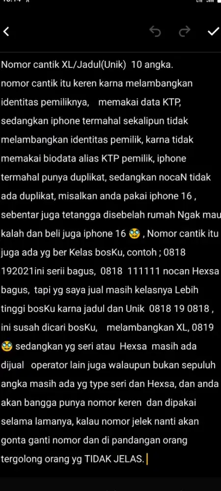 Dijual nomor cantik XL