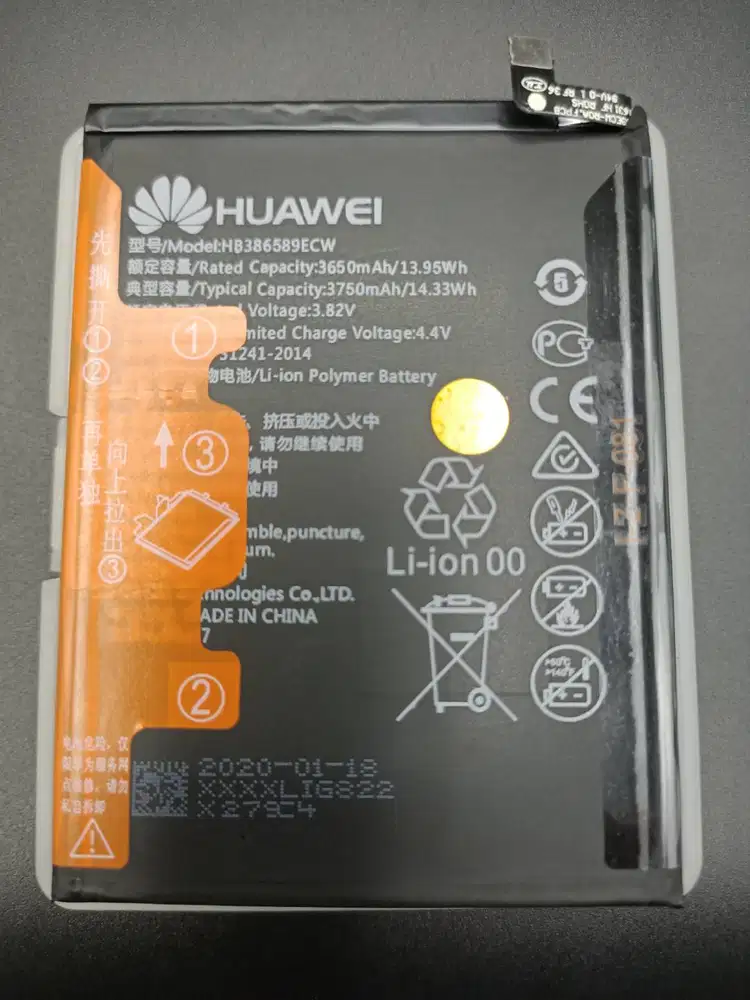 Baterai Honor 8X/Nova 3/P10 Plus/Mate 20 Lite/Nova 4/5T HB386589ECW