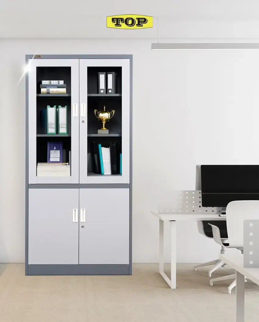 TOP Cupboard Pintu Kombinasi Swing - Lemari Besi - Rak Buku Kaca