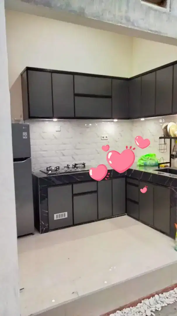 Kitchenset almunium acp premium fremless ,engsel slowmotion/ jk