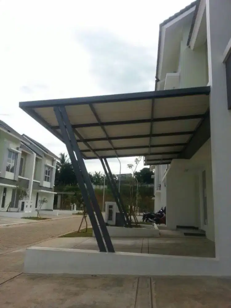 Pemasangan kanopi alderon double layer
