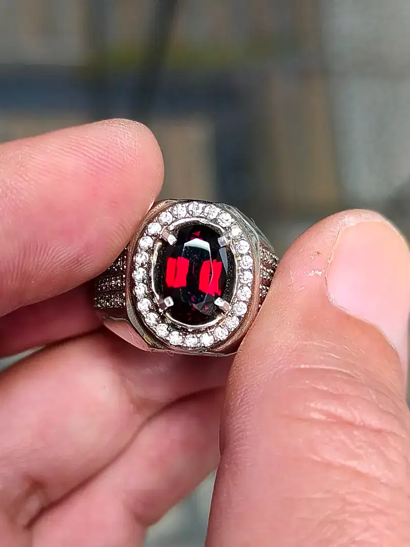 Cincin batu garnet Pyrope 2.98 carat memo skylab ring perak