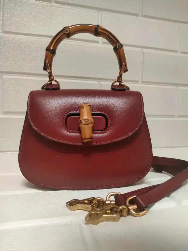 GUCCI Bamboo Mindy's Burgundy, MINI handbag/slingbag