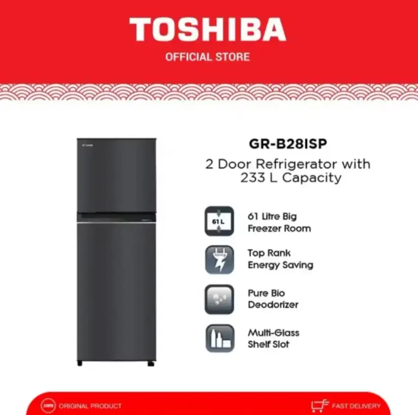 KULKAS 2 PINTU TOSHIBA GR-B28ISP