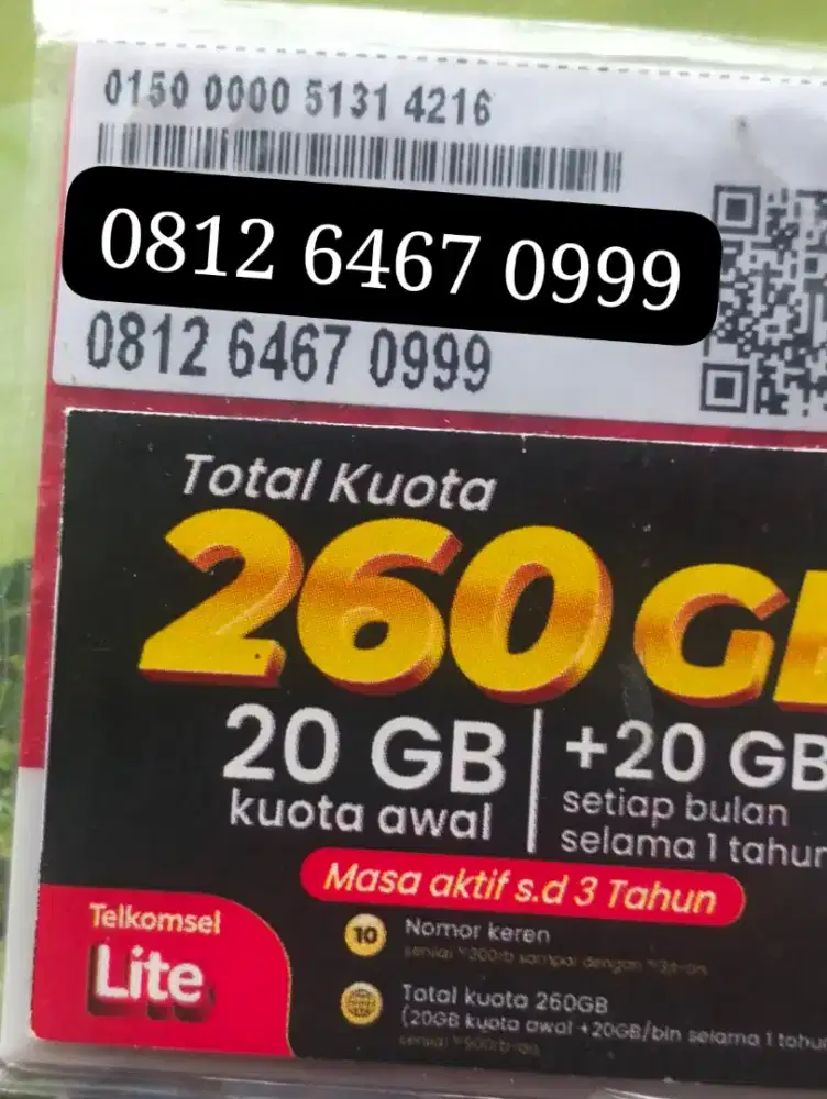 12 DIGIT TELKOMSEL PRABAYAR BONUS KUOTA 260 GB SETAHUN.