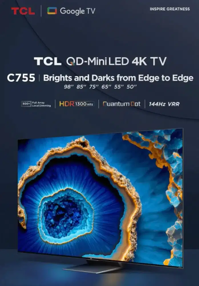 TV TCL C755: MiniLED 4K 144HzVRR - Menonton & Gaming Paling Imersif!