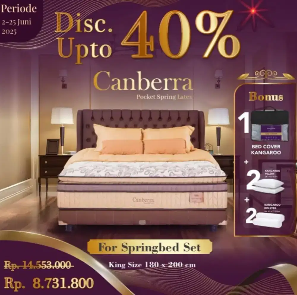 Canberra spring bed set bergaransi resmi pasti ORI