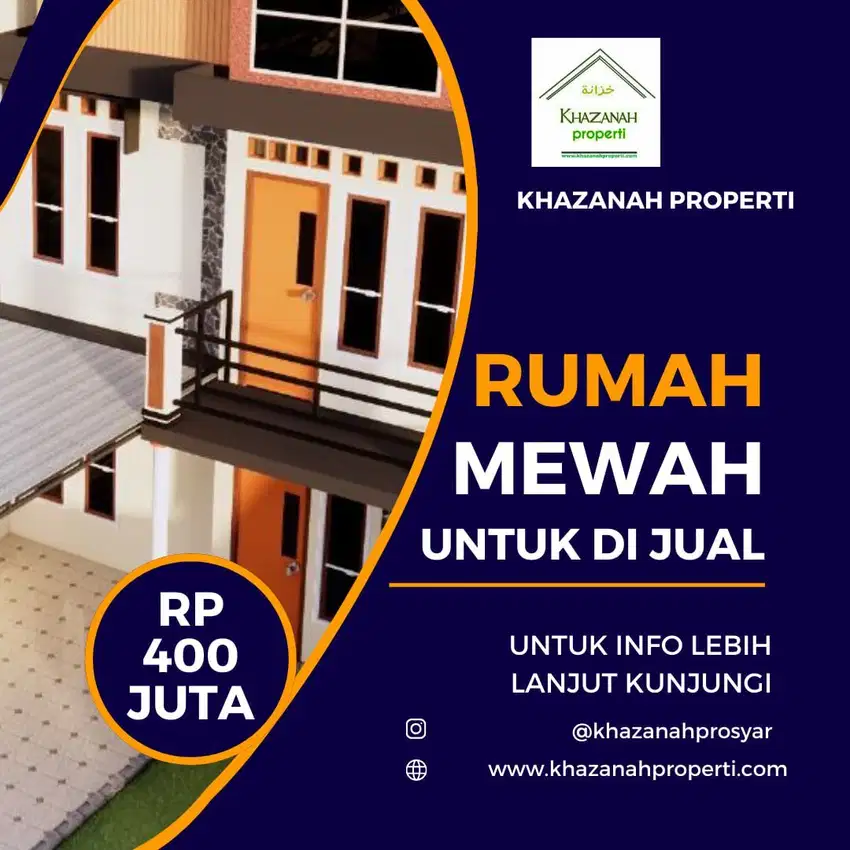 Rumah syariah 2 lantai lingkungan islami bebas BI checking dekat Tol