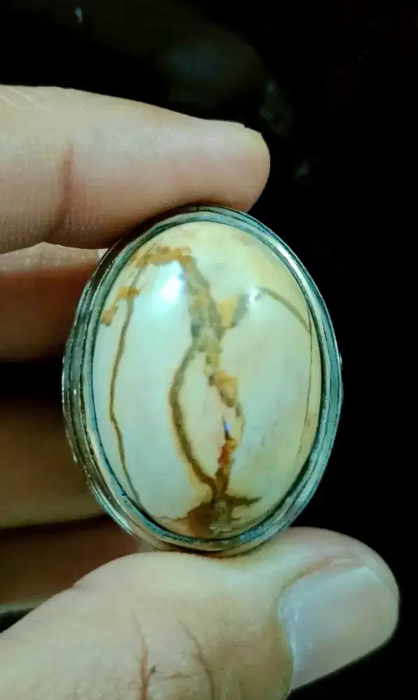 BATU AKIK NATURAL FOSIL KELOR PUTIH PAMOR LAM ALIF UJI LOLOS DOR