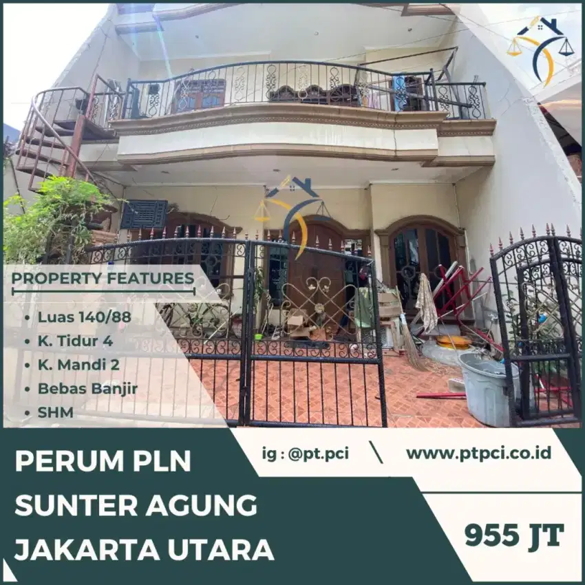 DIJUAL RUMAH DI PERUM PLN SUNTER AGUNG JAKARTA UTARA - VIA CESSIE