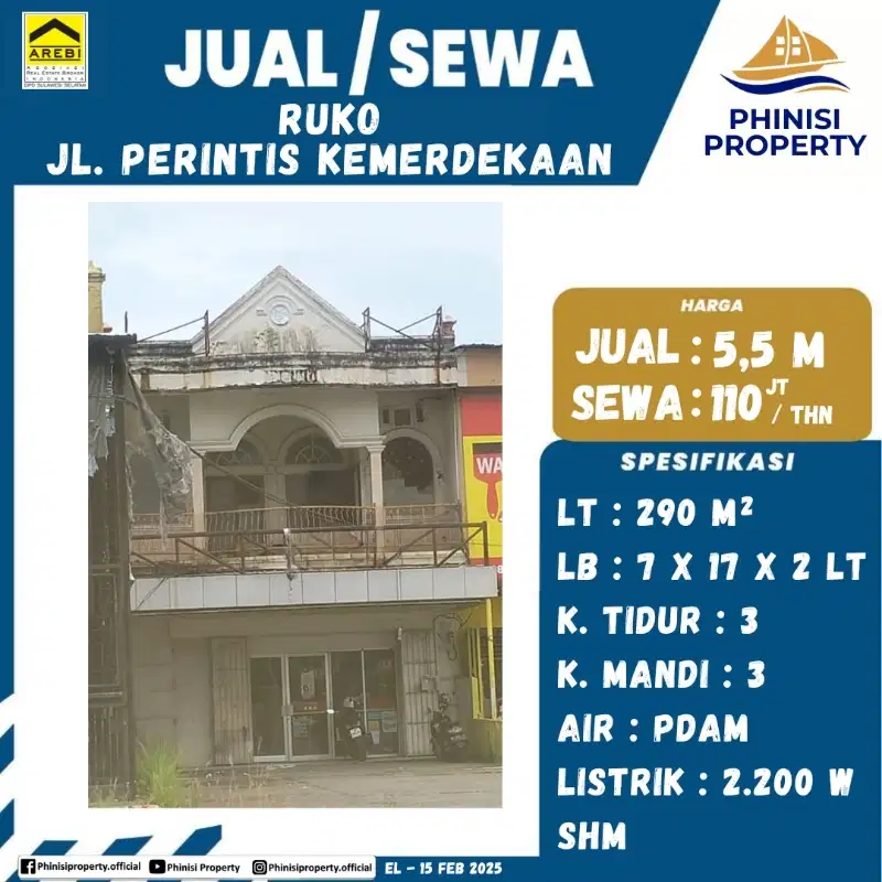 Ruko Jual / Sewa Poros Perintis Kemerdekaan