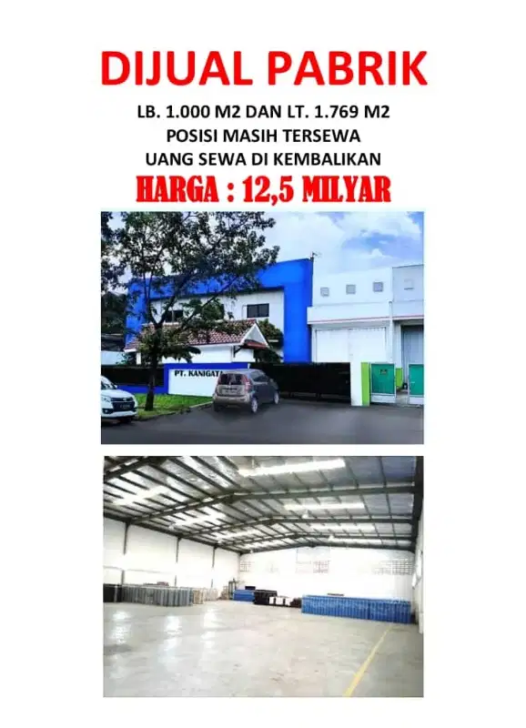 Dijual Pabrik Kawasan Jababeka Cikarang Bekasi