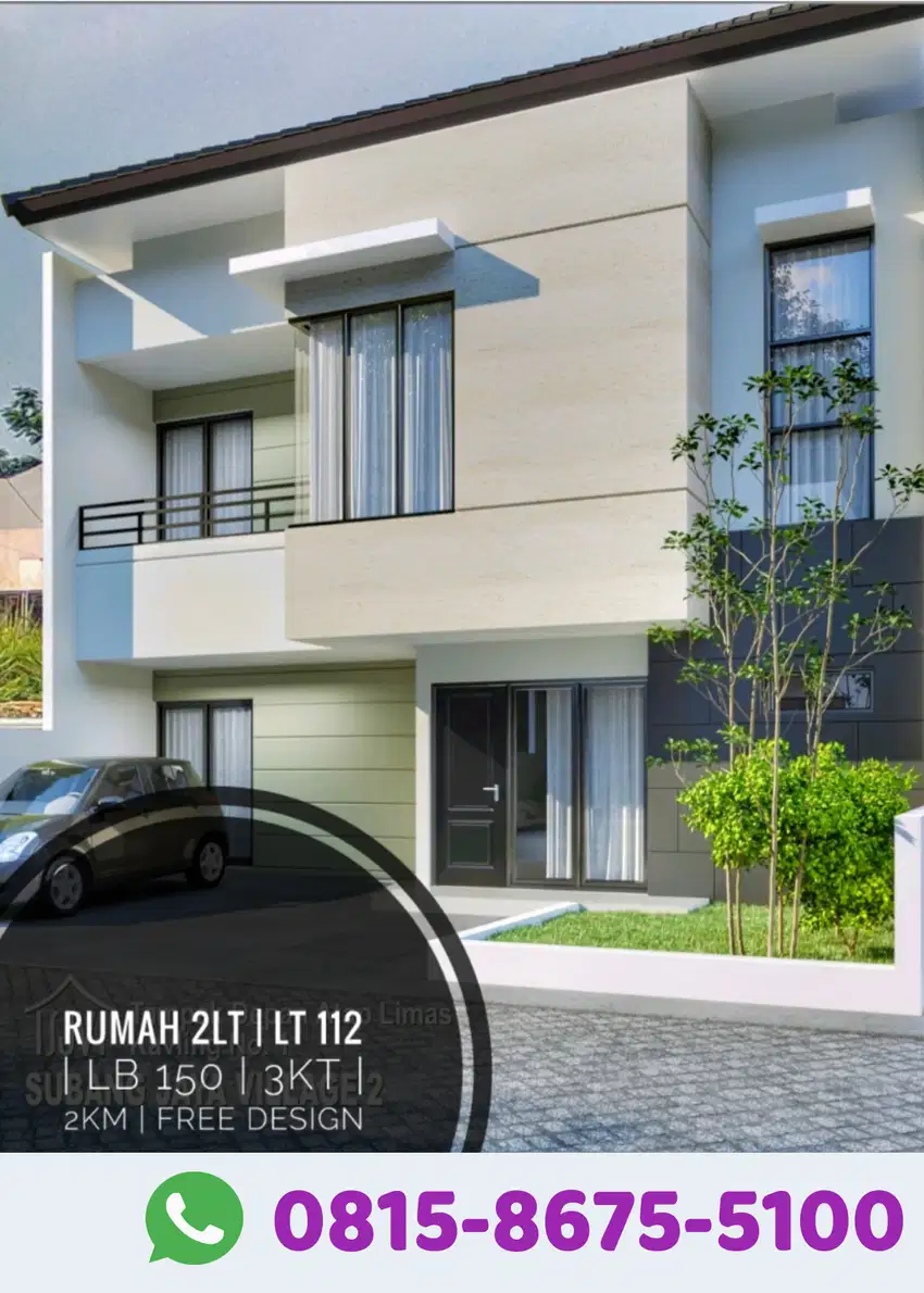 Dijual rumah dua lantai free design nempel kota perumahan strategis