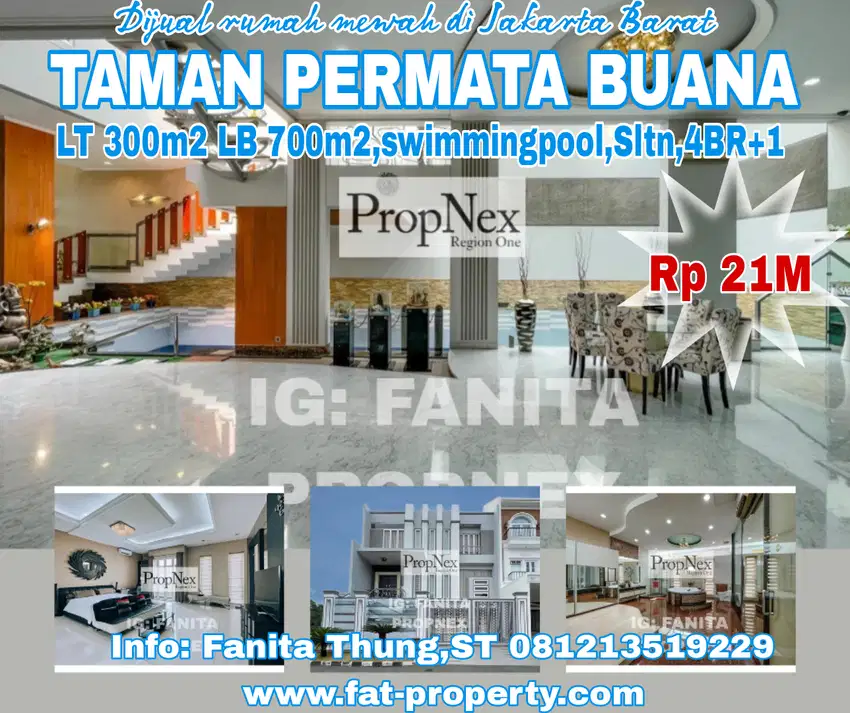 Dijual rumah dgn swimmingpool di Tmn Permata Buana,JakBar LT 300m2