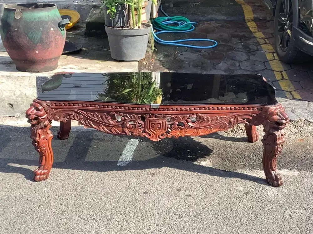 Meja tamu jati antik ukiran full