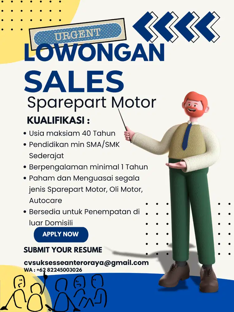 Lowongan Sales Sparepart Motor Berpengalaman