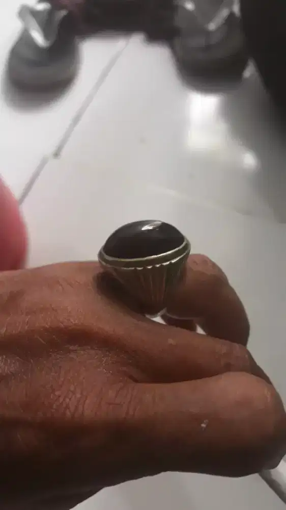 Batu Cincin Kecubung Wulung Yaman Sulaiman Asli Diameter 23 Ring 9